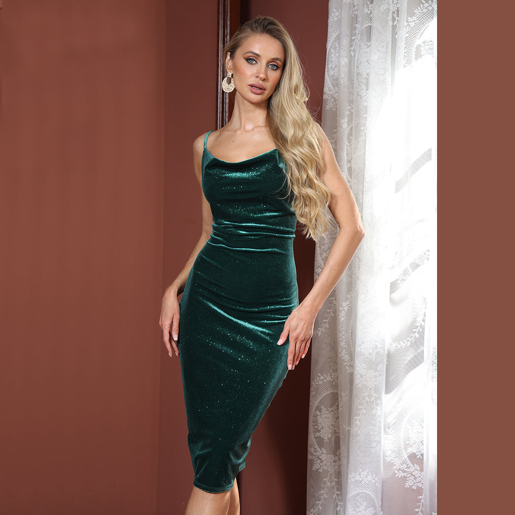 wholesale velvet glitter women dress